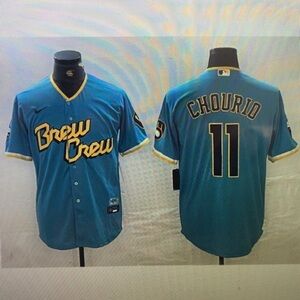 🥳11 Jackson Chourio Blue Stitched Jersey🥺